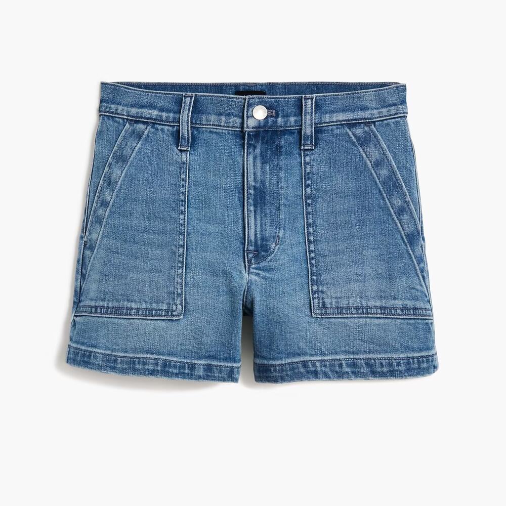 J. Crew Cotton Blend High Waisted Utility Denim Jean Short Blue Women's Size 28